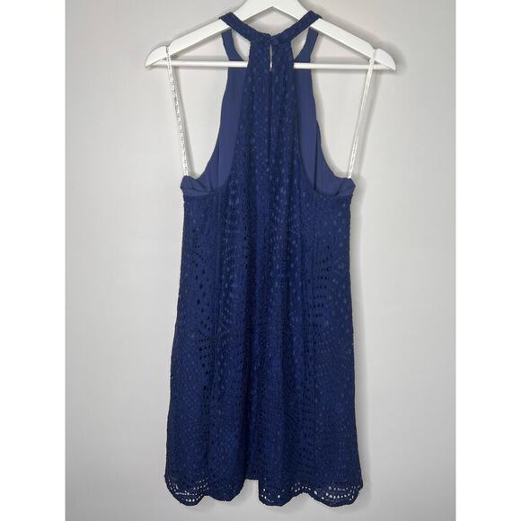 NWT Lilly Pulitzer Quinn Knotty Lace Halter Mini Swing Dress True Navy Women's M - Picture 6 of 10